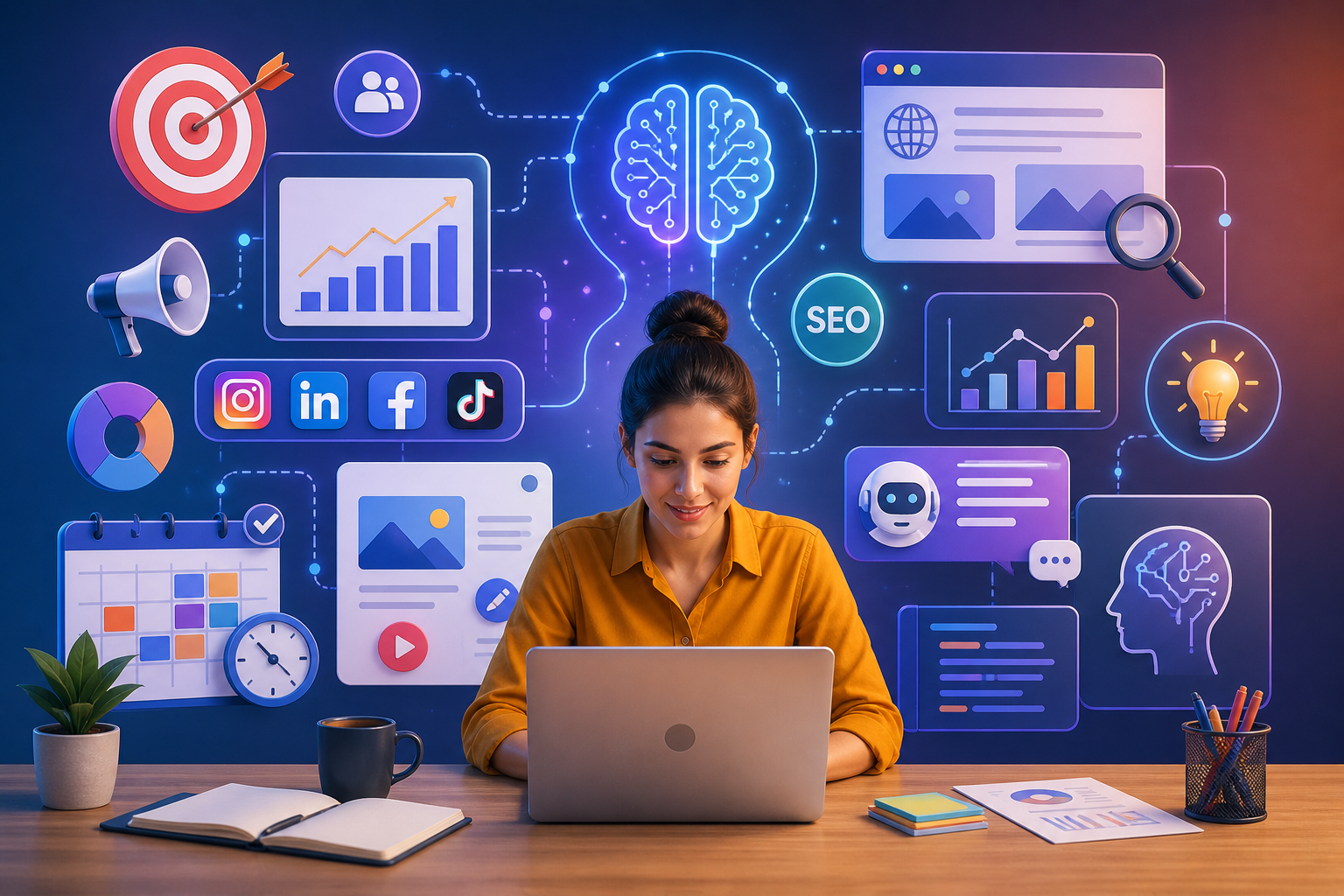 illustration strategie Ia en etreprise et marketing-digital