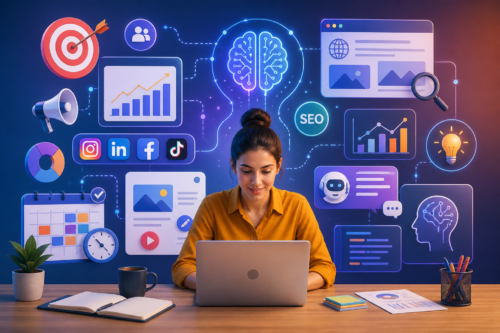 illustration strategie Ia en etreprise et marketing-digital